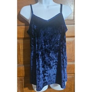 Maurices 24/7 Navy Blue Velvet Cami Tank Top